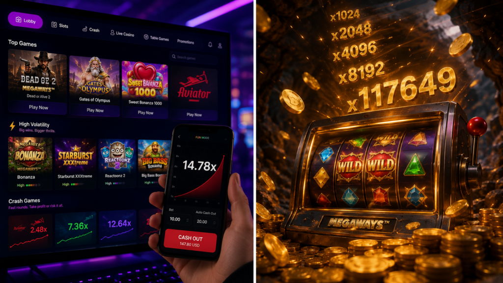 High volatility slots and crash games